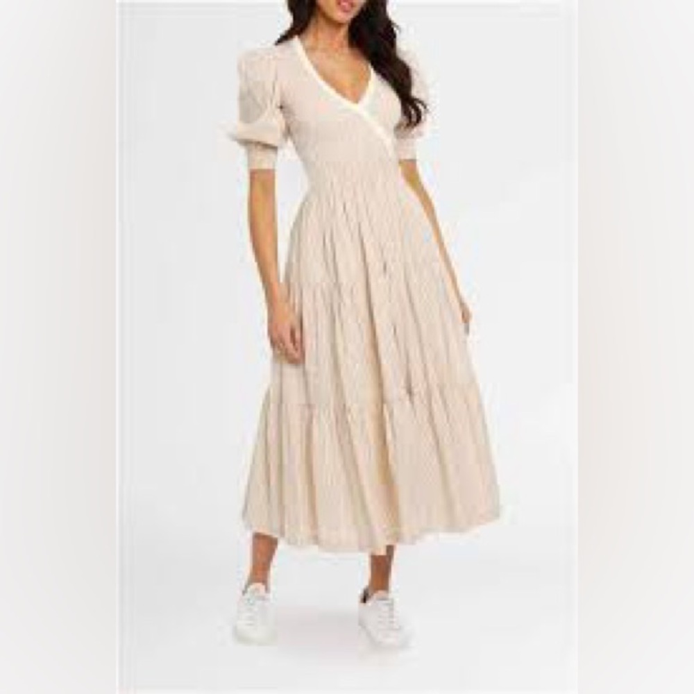 Size 6 - Mon Renn Ophelia mid dress in a cream gingham